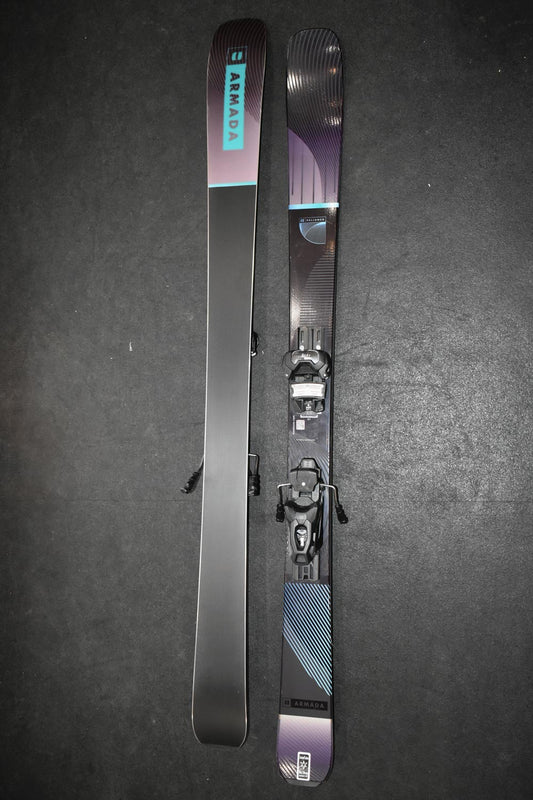 Armada Reliance demo skis with bindings, black teal and purple