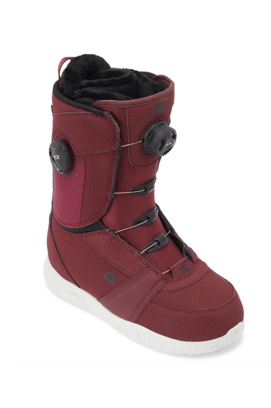 Women's DC Lotus snowboard boots with double BOA, wine with black accents