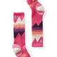 girls Smartwool ski socks, pink and purple striped pattern