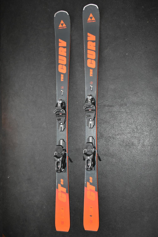 Fischer The Curv 80 demo skis, orange and black with black  bindings