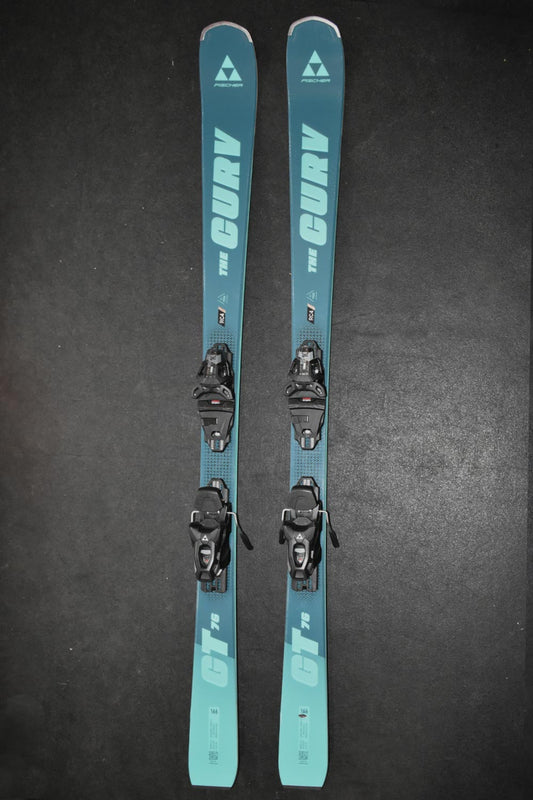 Fischer The Curv 76 demo skis with bindings, teal