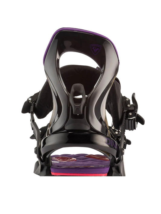 women's Rossignol Diva snowboard bindings, black with purple accents