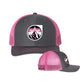 Snowflake mountain logo trucker hat,  grey front pink back
