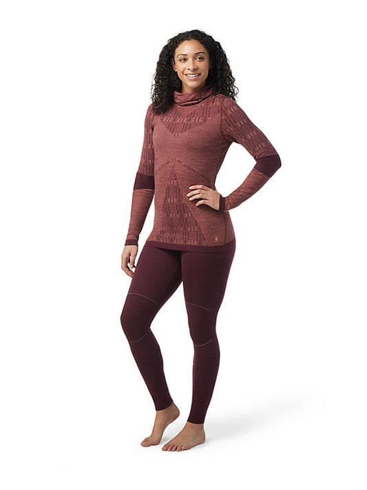 women's Smartwool hooded base layer top, cherry