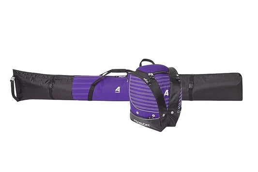 ski bag and boot bag set, black and purple