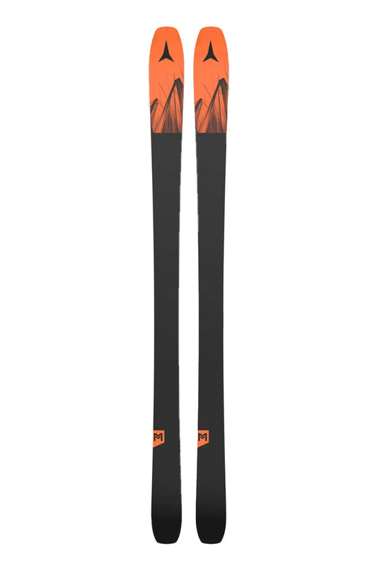 bottom of Atomic Maverick skis, black and orange