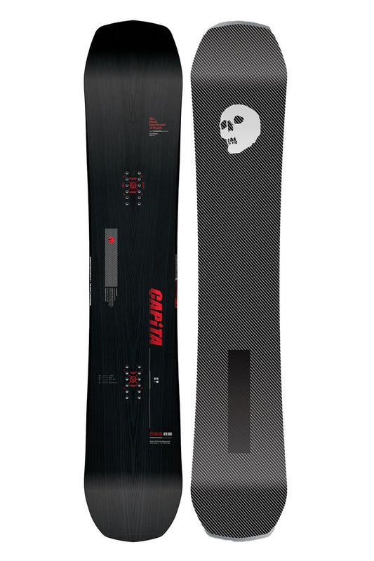 Capita Black Snowboard of Death, Black with red accents, skull on base