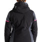 women's ski jacket, black and gray with pink accents