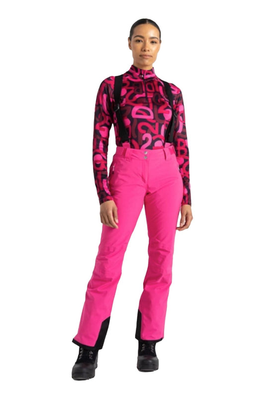 women's ski pants with suspenders, bright pink