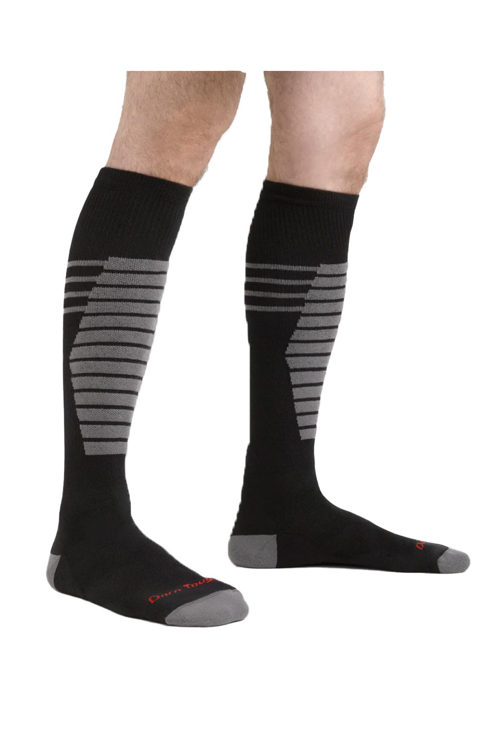 men's Darn Tough Edge ski socks, black and gray