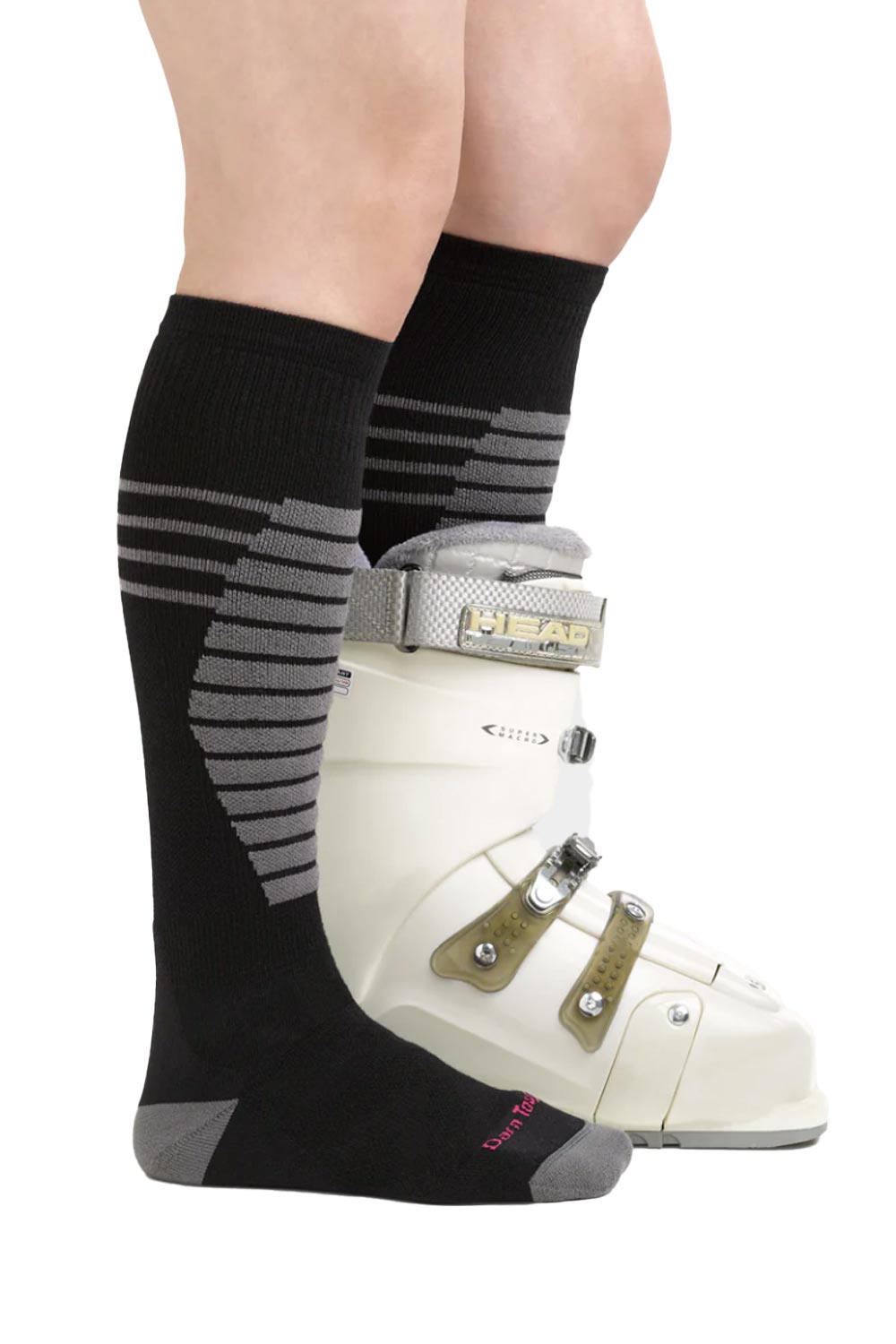 women's Darn Tough Edge ski socks, black and gray