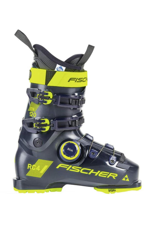 Fischer BOA ski boot, dark blue with yellow accents
