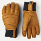 men's Hestra leather ski gloves with black cuff