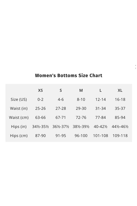 Hot Chillys Women's Bottom Size Chart