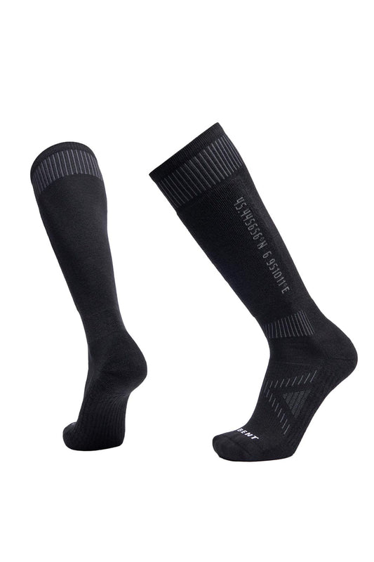 LeBent Core ski socks, black with grey accents