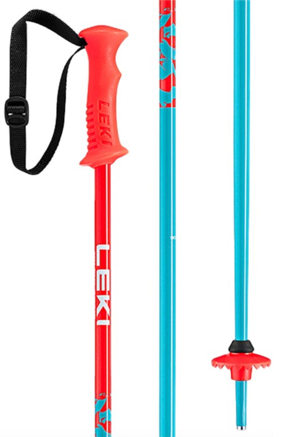 red and blue youth ski pole