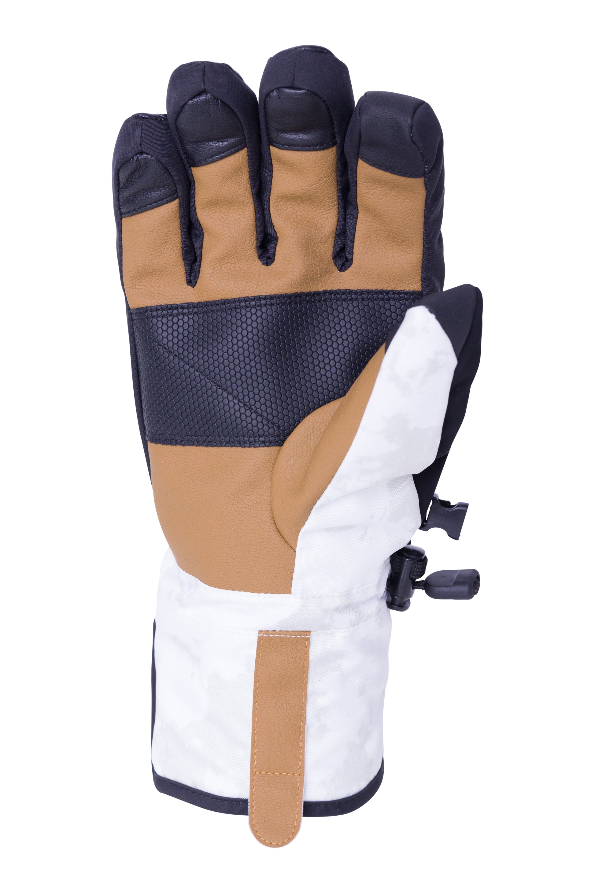 men's 686 gloves, black, white and tan