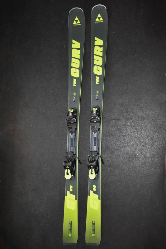 Fischer The Curv GT 85 demo skis, gray and lime green