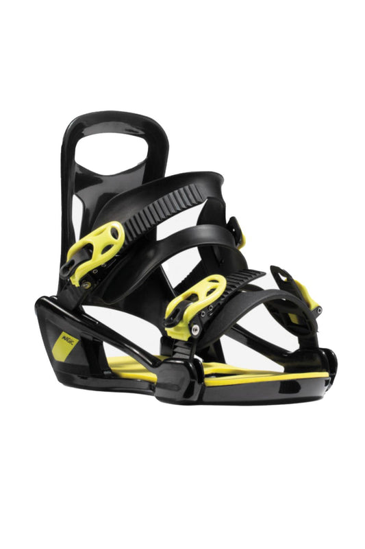 youth snowboard binding, black and yellow
