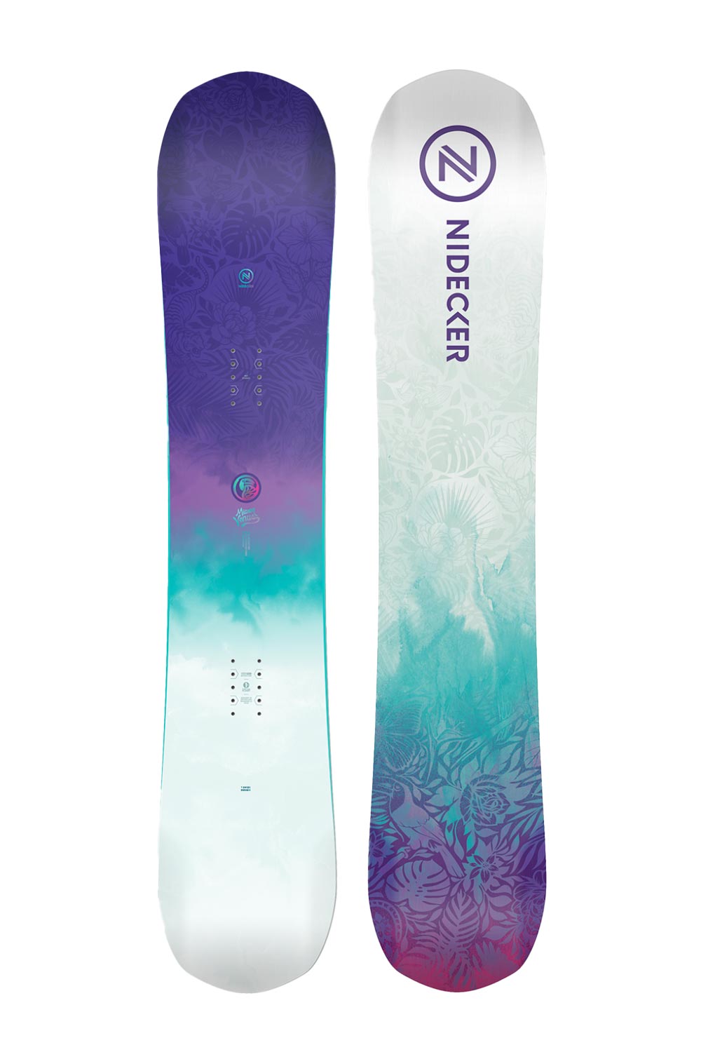 Nidecker Venus youth snowboard, white teal and purple