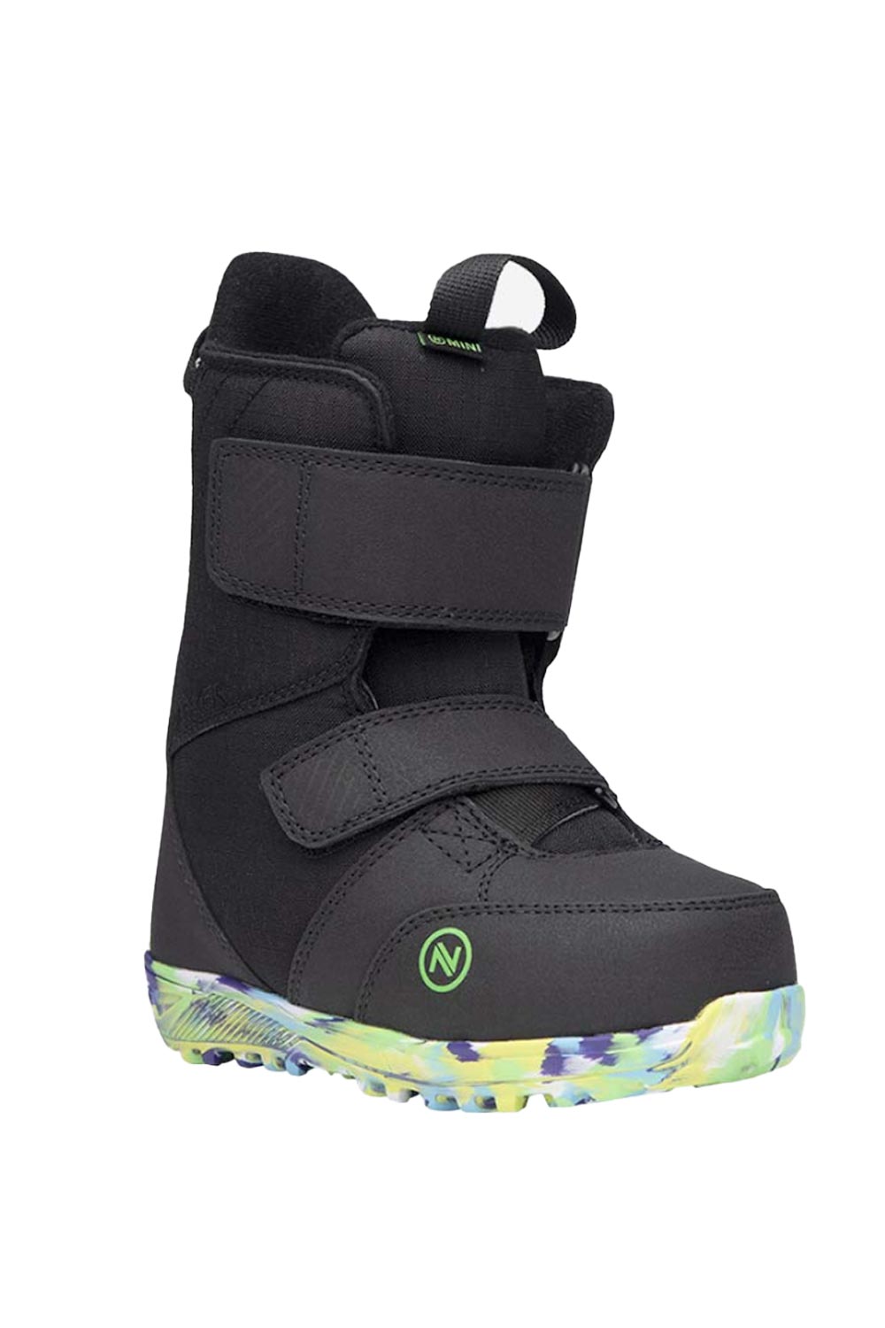 Nidecker toddler snowboard boots, black with velcro closures