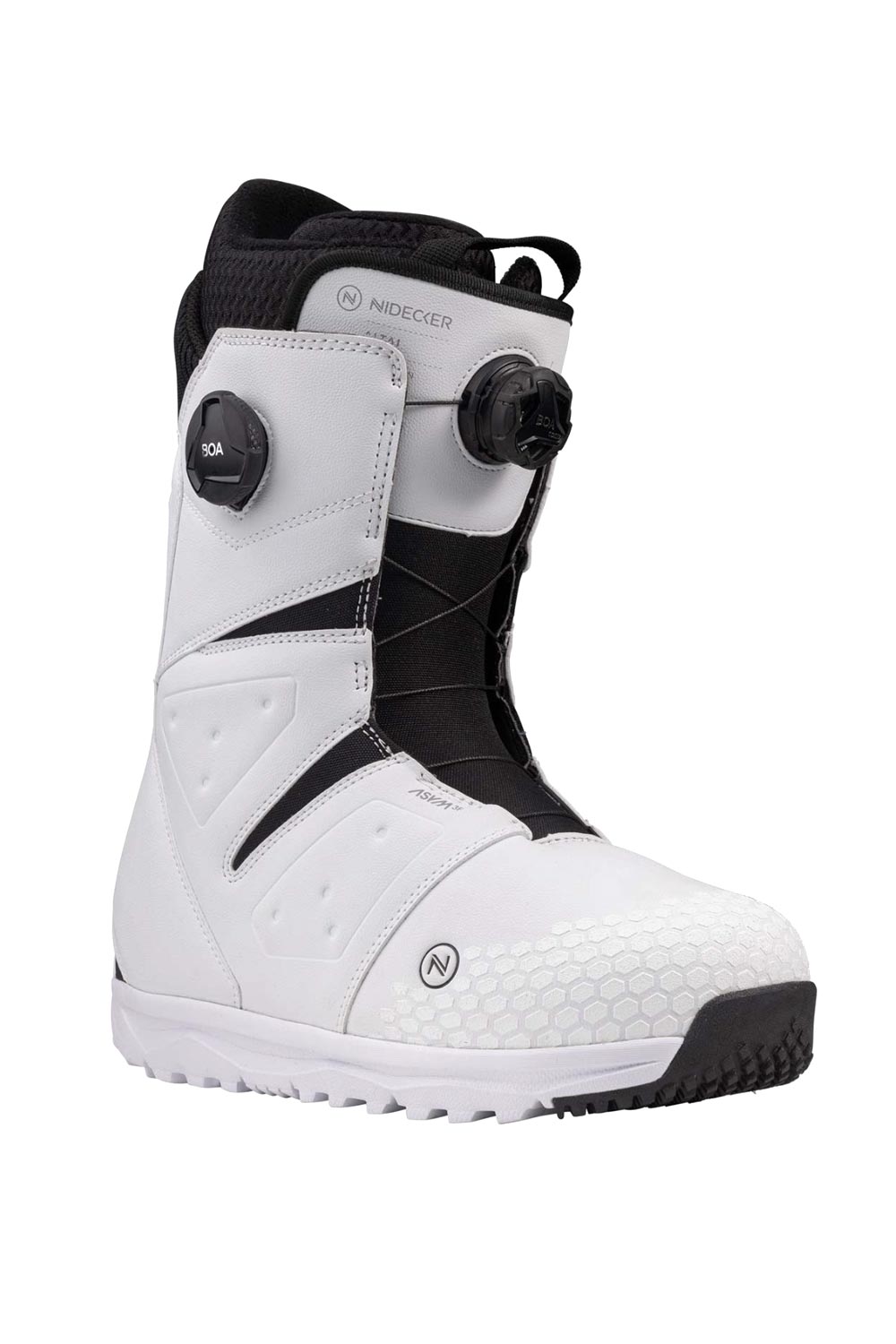 men's Nidecker Altai snowboard boots, white with black accents