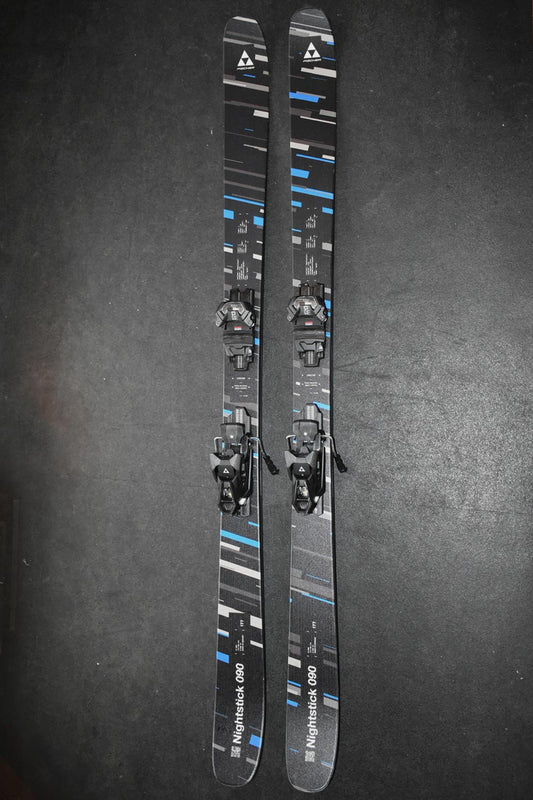 Fischer Nightstick Demo Skis, black with gray and blue lines