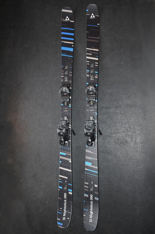 Fischer Nightstick Demo Skis, black with gray and blue lines