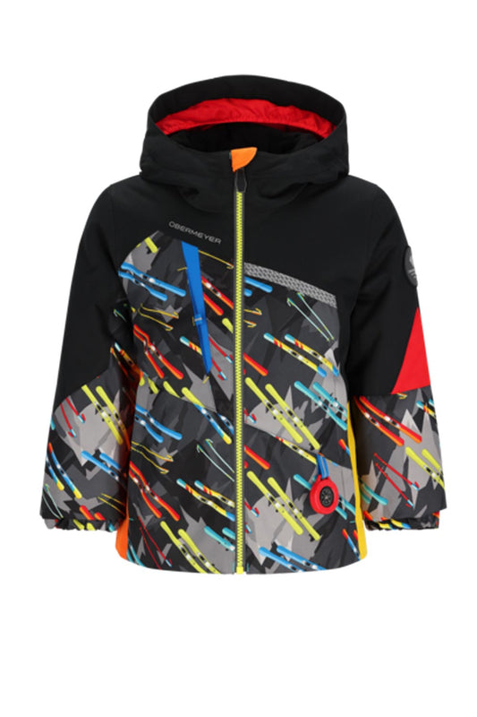 Obermeyer Orb jacket, black with skis graphic
