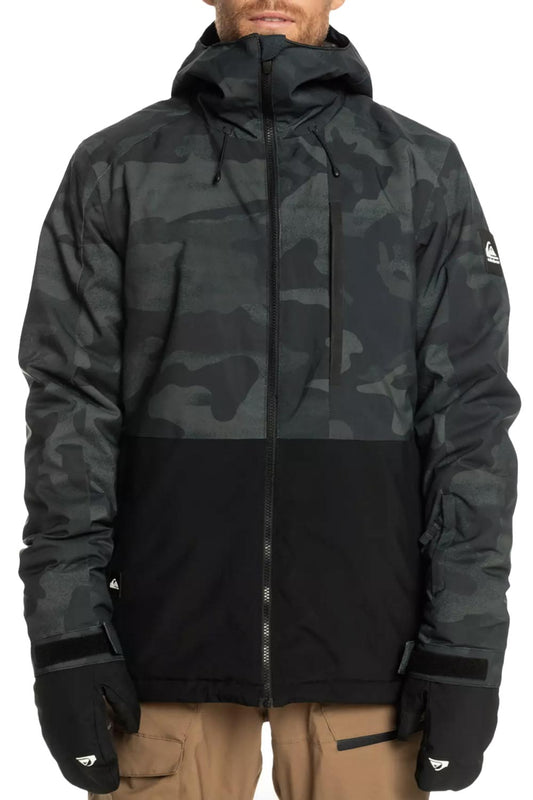 Quiksilver snowboard jacket, camo and black