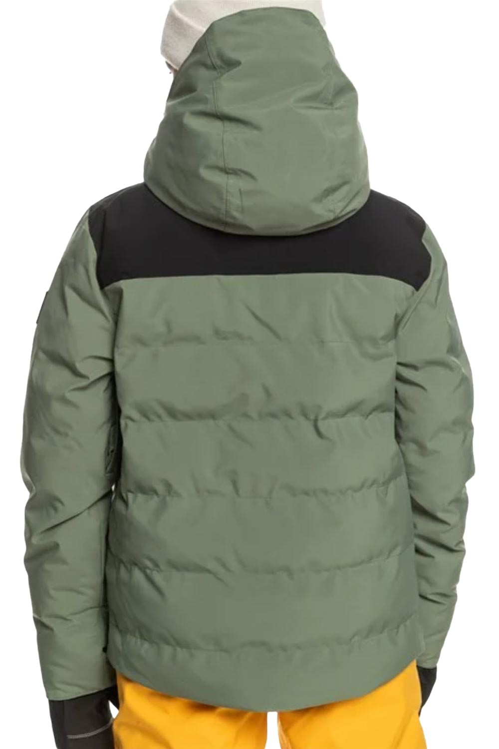 boys' puffy snowboard jacket, green and black