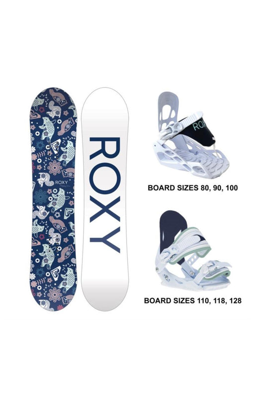 Little girls' Roxy Poppy Snowboard package with snowboard and bindings