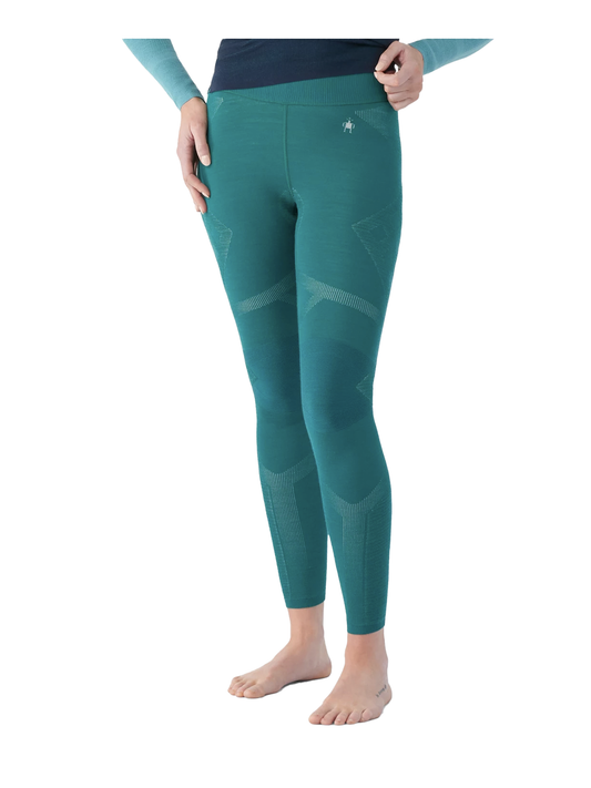 women's Smartwool base layer pants, emerald green color