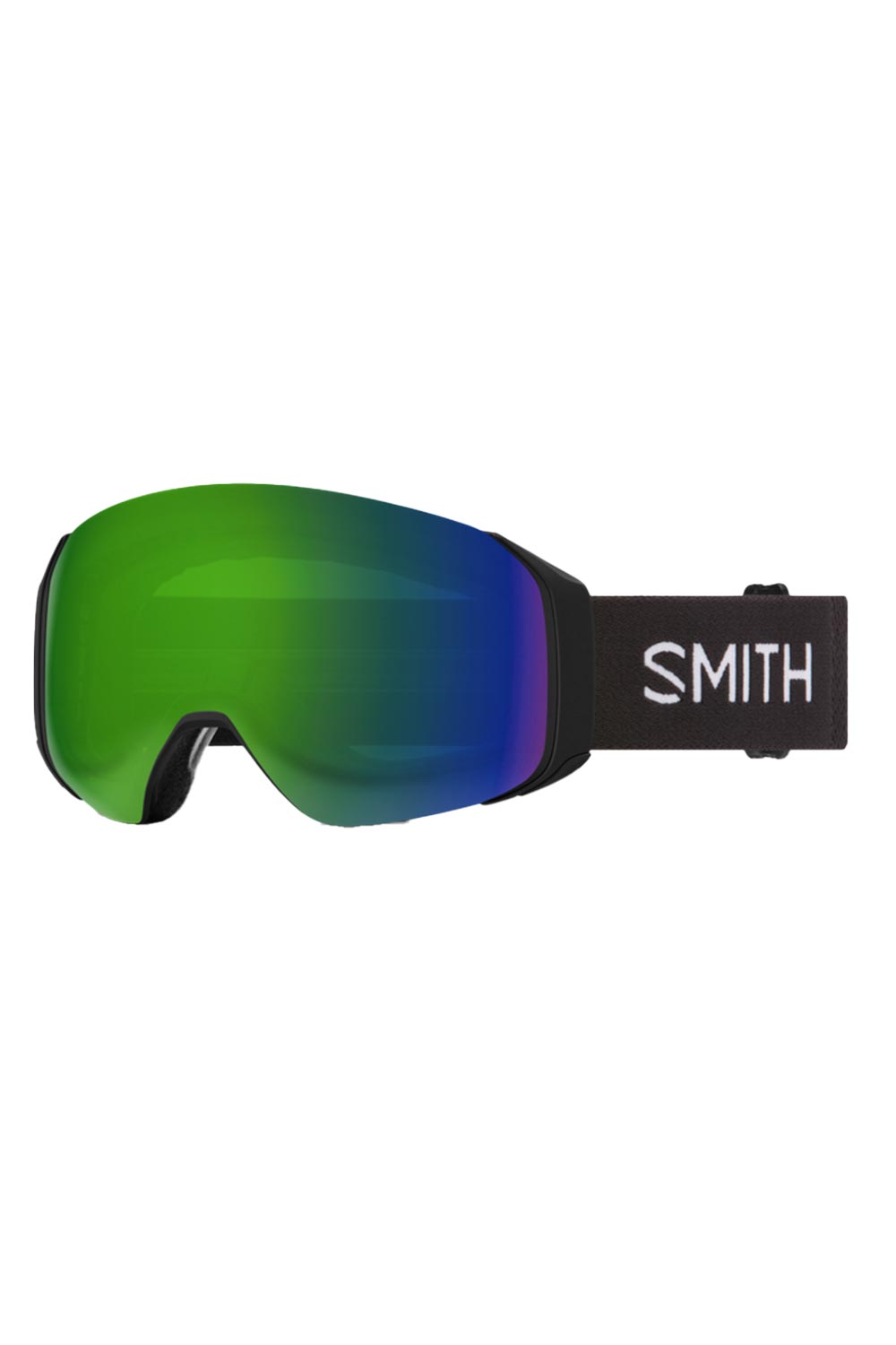 smith 4D mag ski goggles, black strap green lens