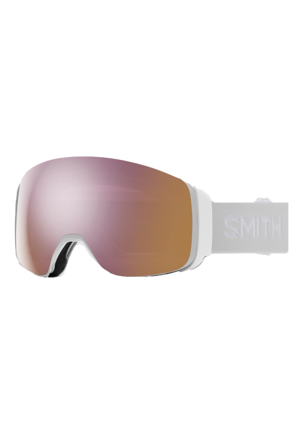Smith 4D Mag ski goggles, white strap rose gold lens