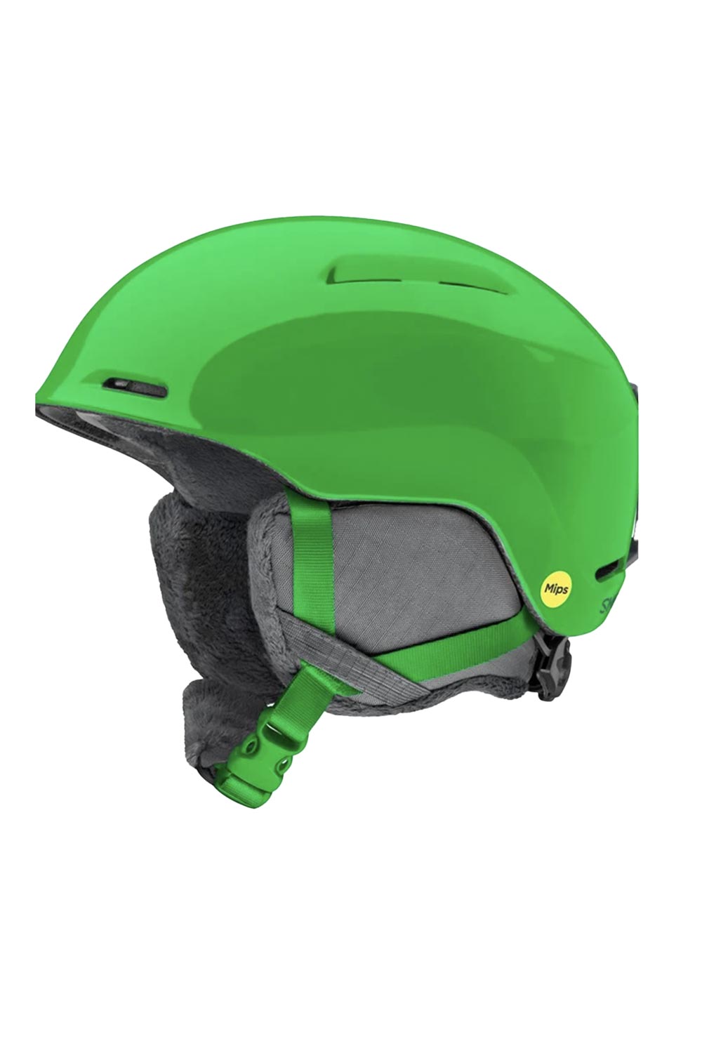 green Smith Glide kids ski helmet