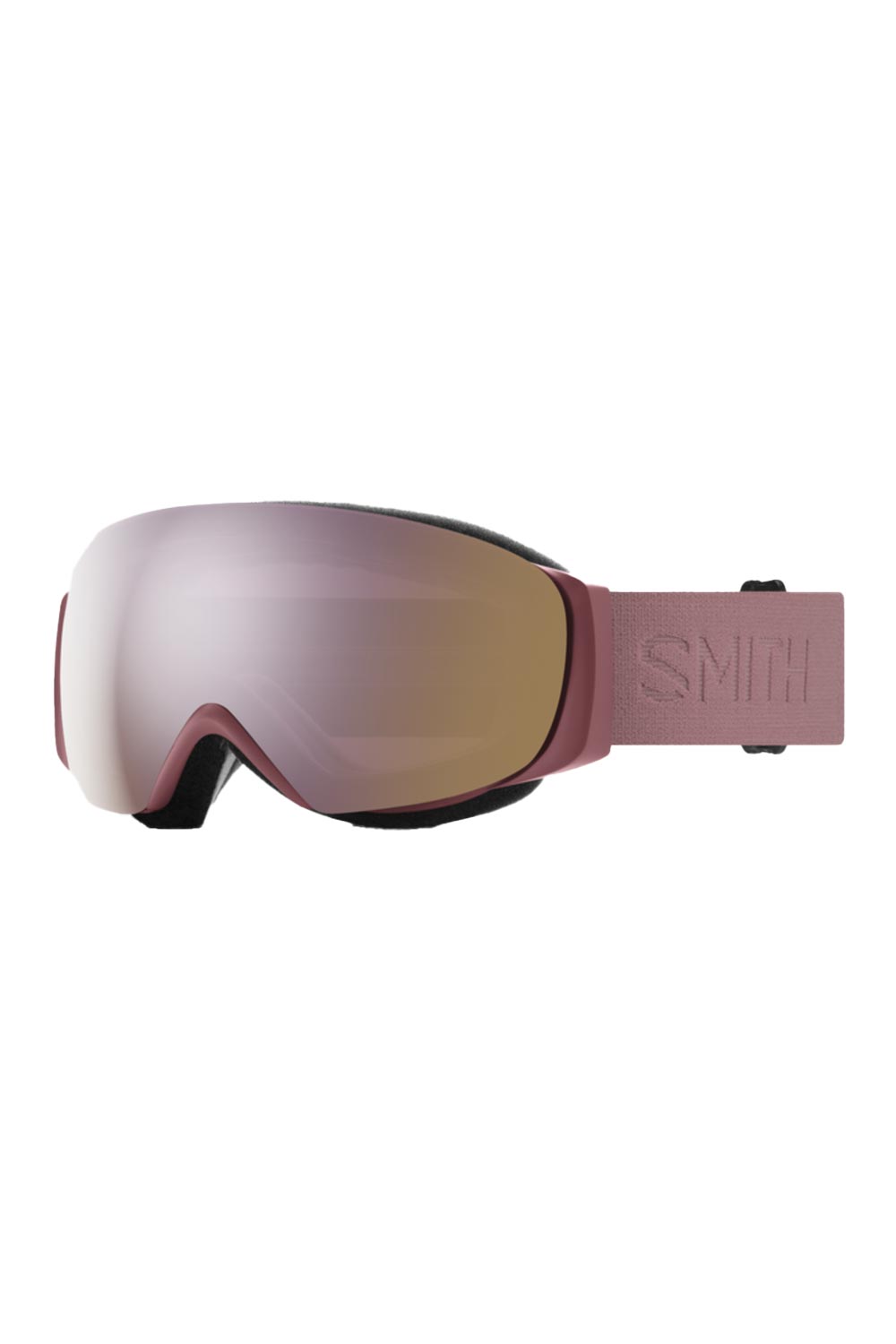 Smith ski goggles, rose strap and rose gold lens