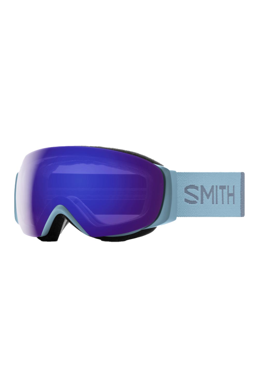 Smith ski goggles, blue strap and purple lens