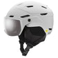 Smith Survey ski helmet with visor, white helmet mirror lens