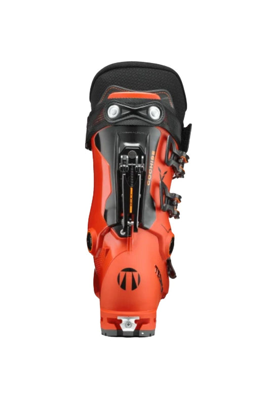 junior ski boots, black and orange