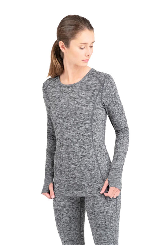 women's base layer top, heather gray
