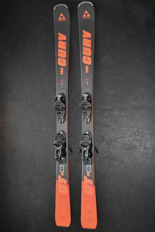 Fischer The Curv GT 80 demo skis with bindings, orange and black