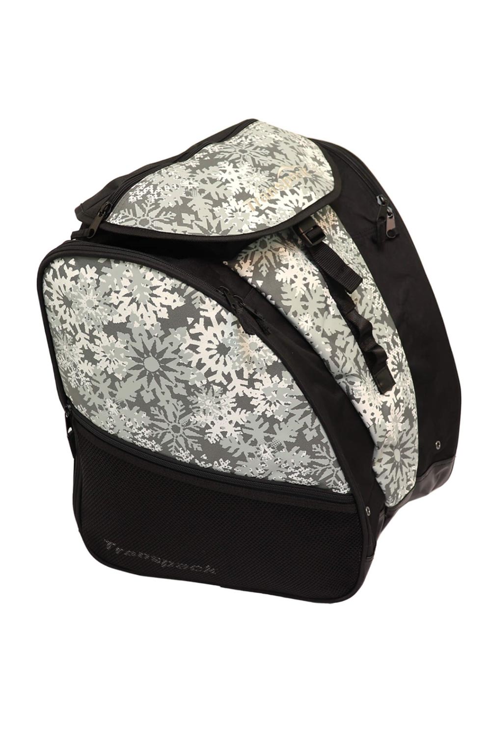 ski boot & gear backpack bag, white snowflake pattern