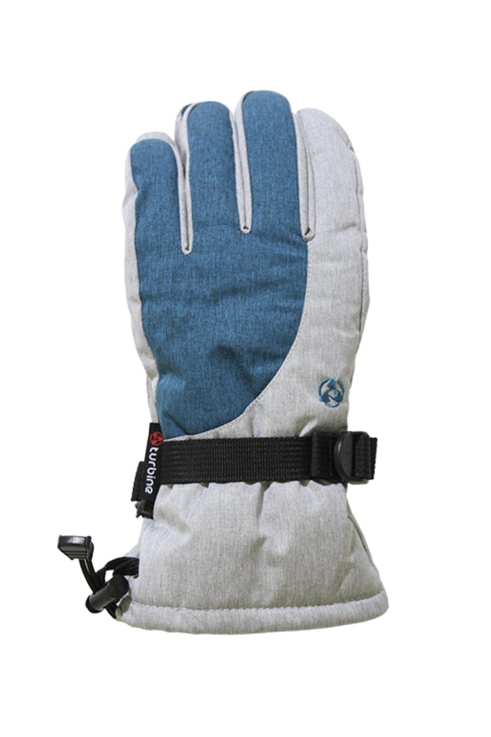 Turbine ski gloves, gray and blue