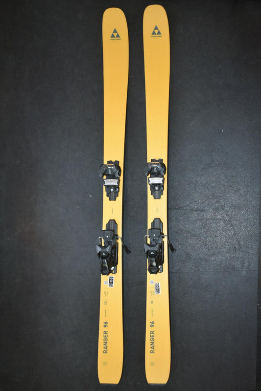 Fischer Ranger 96 demo skis, mango yellow, with black bindings