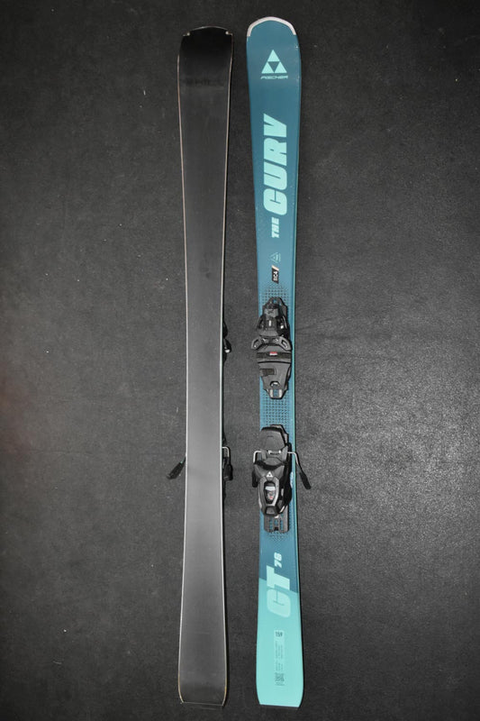 Fischer RC4 The Curv demo skis with bindings, teal