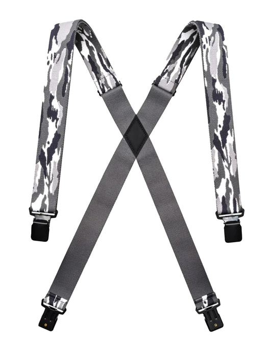 white, black and gray camo suspenders
