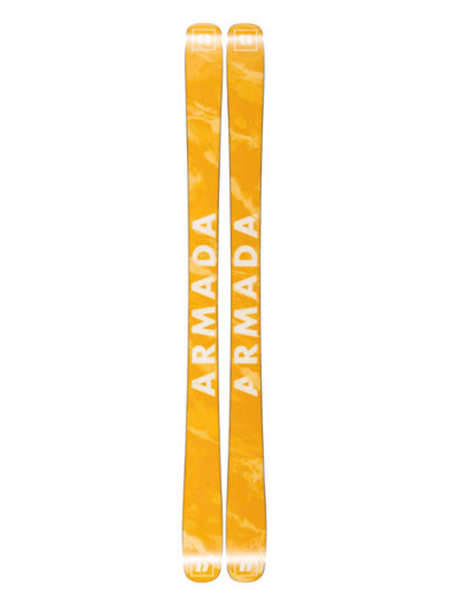 Bottom of skis, yellow with white Armada logo