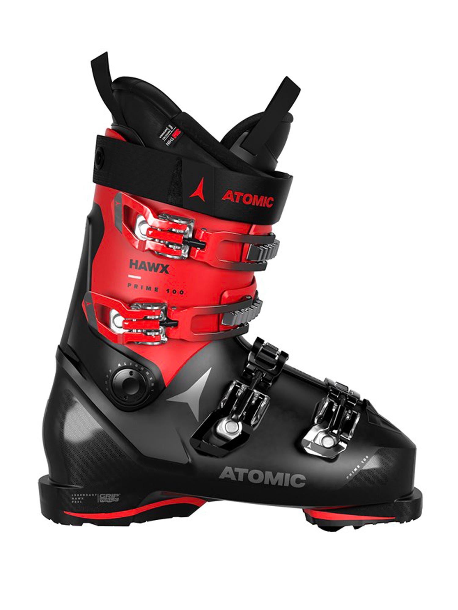 men's Atomic Hawk Prime 100 ski boots, black & red