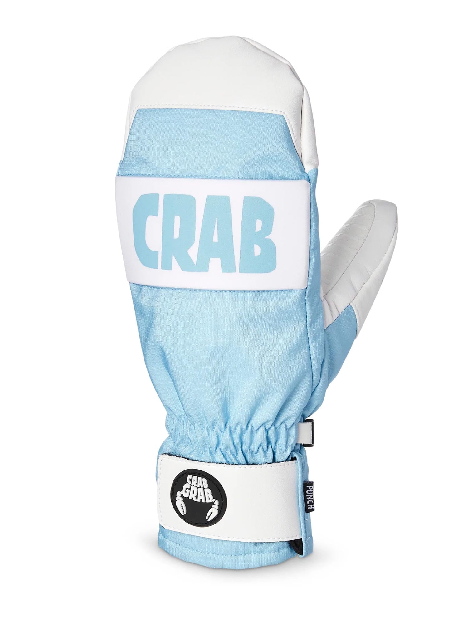 powder blue and white Crab Grab Punch snowboard mitten
